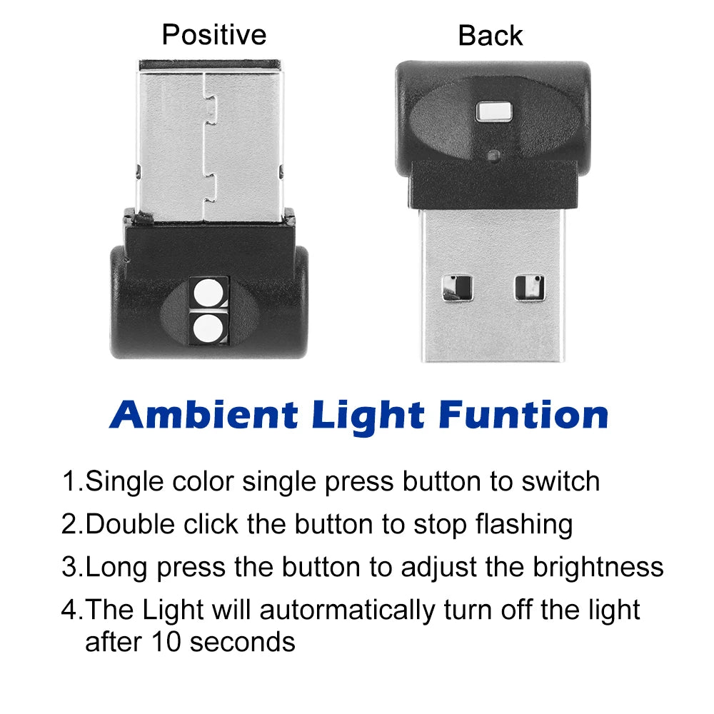 Mini USB LED Car Light Auto Interior Atmosphere Light Emergency Lighting Light PC Auto Colorful Decorative Lamp  Car Accessory