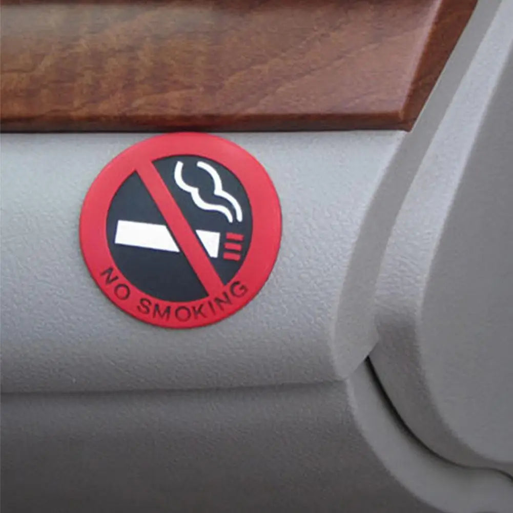 No Smoking Car Stickers Universal Silicone Adhesive Styling Round Red Sign Vinyl Sticker Automobile Interior Accessories 5CM