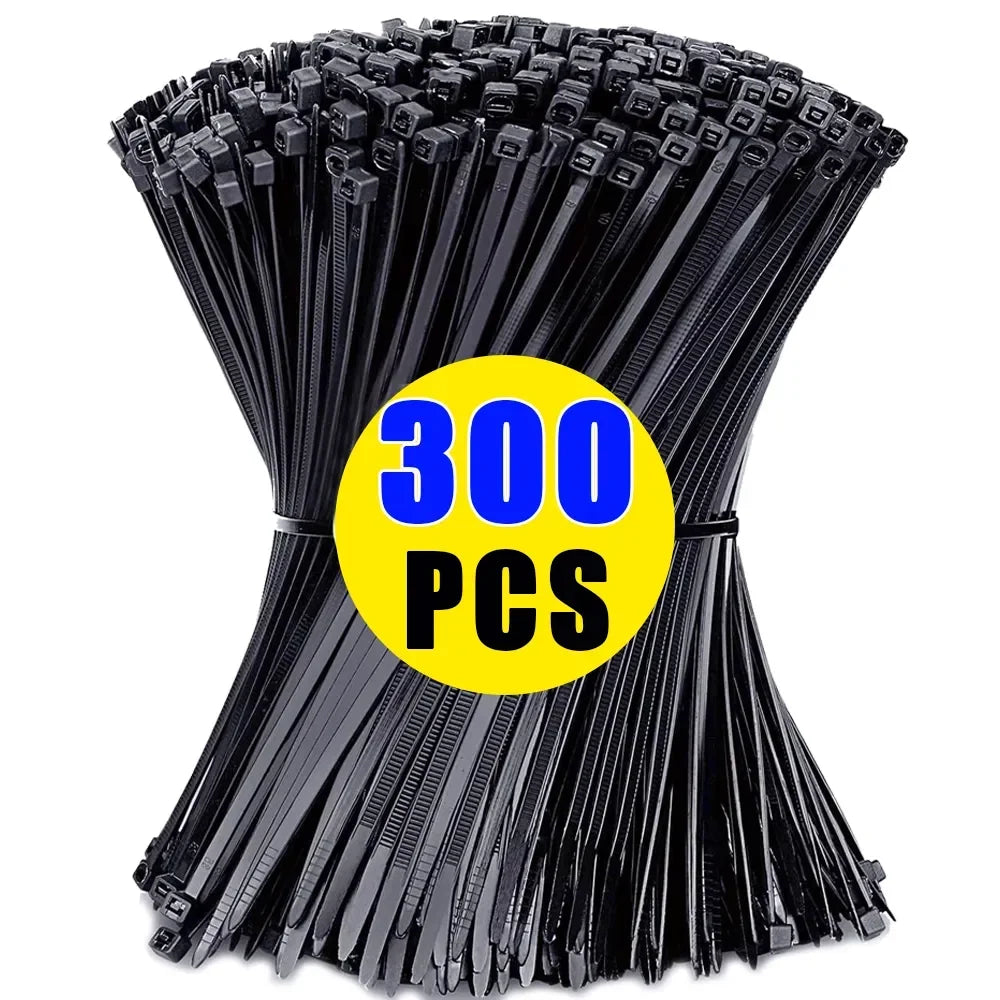 300/100Pcs Plastic Nylon Cable Ties Detachable Self-locking Cord Ties Straps Fastening Loop Reusable Wire Ties For Home Office