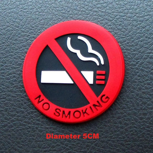 No Smoking Car Stickers Universal Silicone Adhesive Styling Round Red Sign Vinyl Sticker Automobile Interior Accessories 5CM
